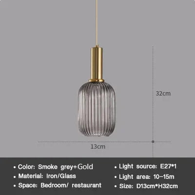 Modern Nordic Glass Pendant Light – Single Cup LED Pendant Light for Dining Room, Bedroom, Café and Study – White, Green, Cognac & more