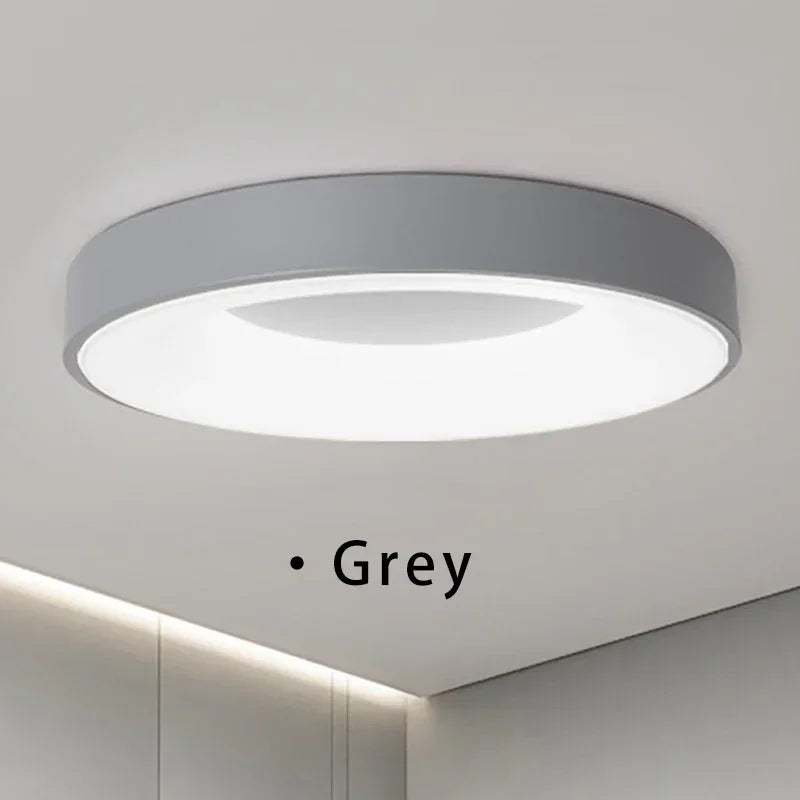 Modern Macaron LED Ceiling Lamp - Adjustable round design with remote control dimming for bedroom, living room, and hallway