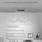 Modern LED Pendant Light – Nordic Golden Chandelier for Kitchen, Dining Room and Restaurant, Z-Shape Design with Remote Control