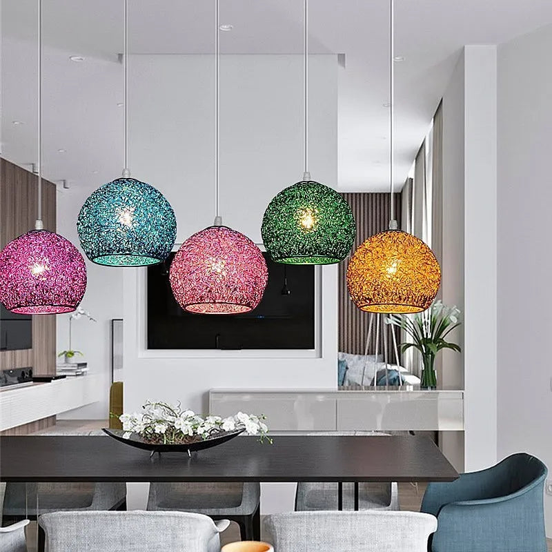 Modern Colorful Round Pendant Light – E27 LED Pendant Lamp for Bedroom, Living Room, Café and Restaurant
