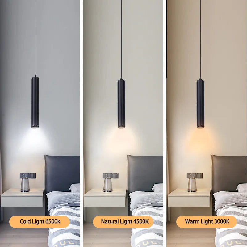 Modern LED Pendant Lamp – Sleek Cylindrical Pendant Lamp for Kitchen, Living Room, and Bedroom Decor