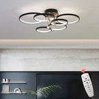 Modern dimmable LED Ceiling Lamp – 4/6 Ring Chandelier with remote control, adjustable color temperature for living room, bedroom, and dining room