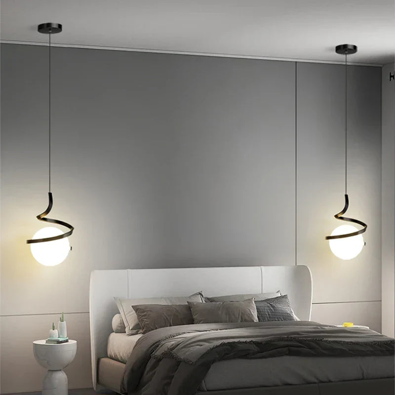 Nordic Glass LED Pendant Light – 3-Color Temperature, Single Pendant Light for Dining Room, Bedroom and Living Room Decoration (5-10 m² Coverage)