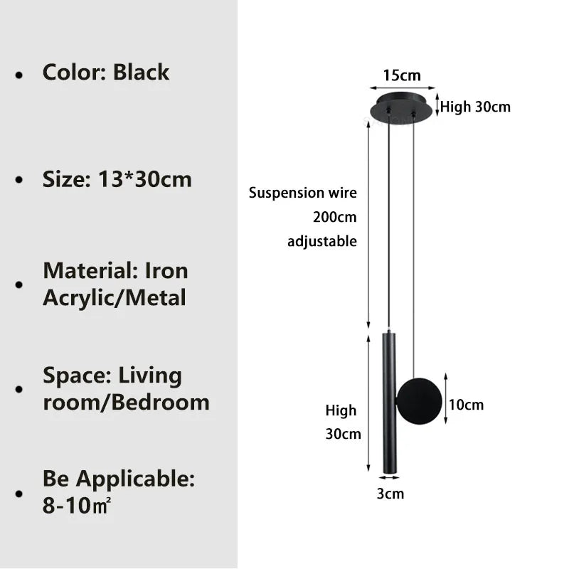 Modern LED pendant lamp - Adjustable cable for bedroom, living room and office