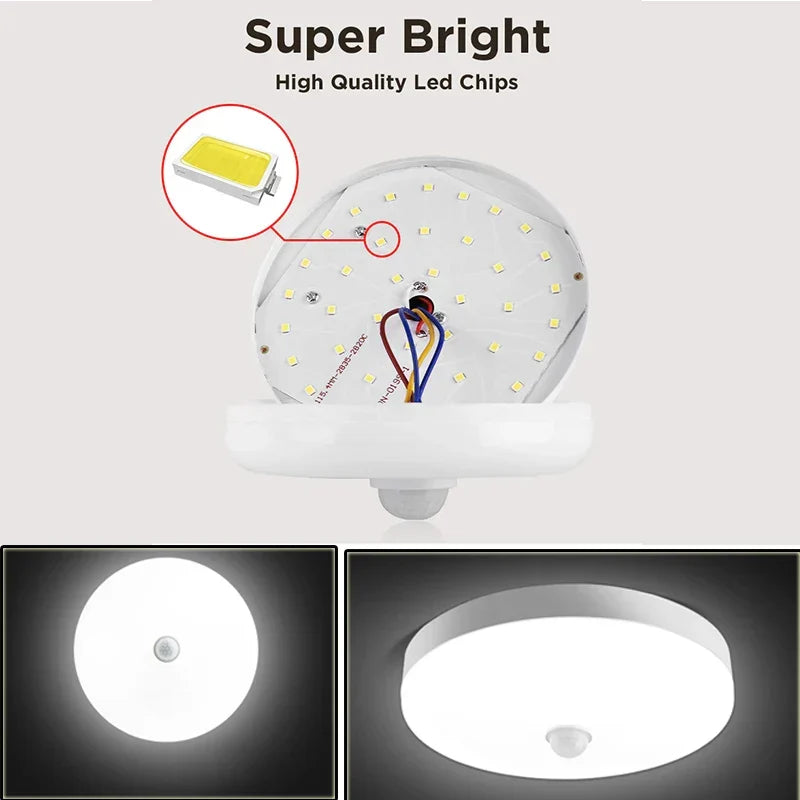 LED PIR motion sensor ceiling lamp - modern lighting for bedroom, living room, staircase lighting