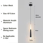 Nordic LED Pendant Light – Long Hanging Wire Chandelier for Bedroom, Living Room, Dining Room and Office – Modern Home Decor Light Source