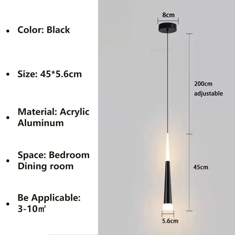 Nordic LED Pendant Light – Long Hanging Wire Chandelier for Bedroom, Living Room, Dining Room and Office – Modern Home Decor Light Source