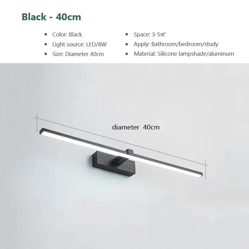 Modern LED Wall Spotlight - Three-Color Bathroom Mirror Lighting with Aluminum Surface for Mirror, Bathroom, and Home Decor