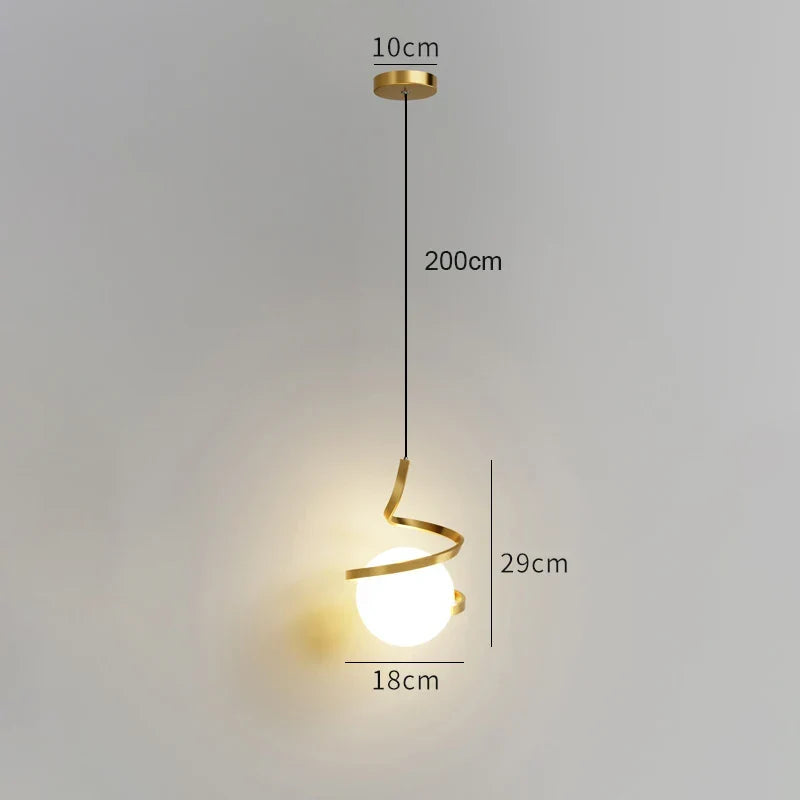 Nordic Glass LED Pendant Light – 3-Color Temperature, Single Pendant Light for Dining Room, Bedroom and Living Room Decoration (5-10 m² Coverage)
