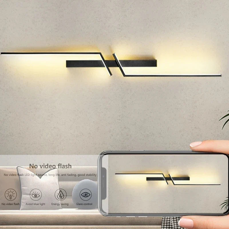 Modern Creative Stripe LED Wall Lamp Minimalist Bedroom Nightstand Wall Lamp LED Lights Living Room TV Bench Background Wall Lamp