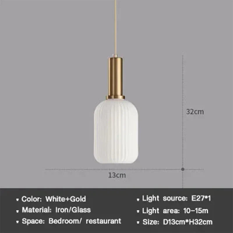 Modern Nordic Glass Pendant Light – Single Cup LED Pendant Light for Dining Room, Bedroom, Café and Study – White, Green, Cognac & more