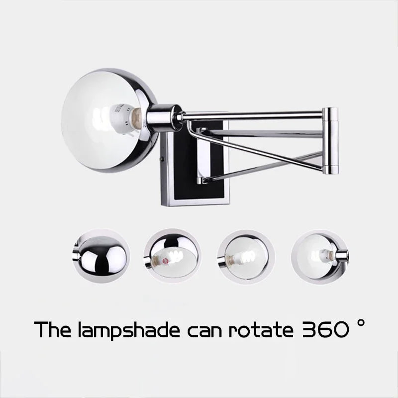 Modern foldable LED wall lamp - retractable eye-friendly wall lamp for bedroom, study, living room, and bathroom