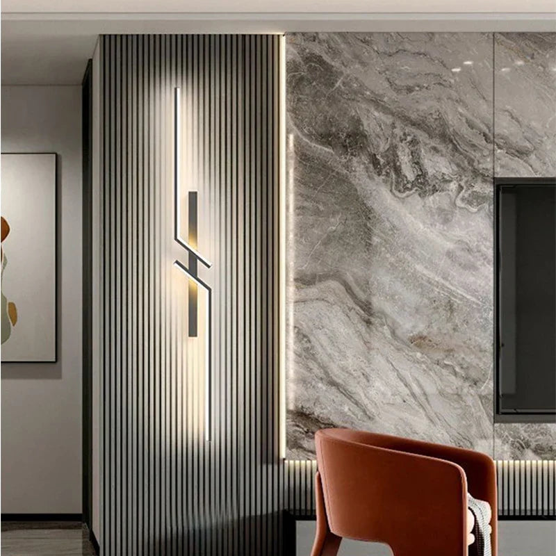 Modern Creative Stripe LED Wall Lamp Minimalist Bedroom Nightstand Wall Lamp LED Lights Living Room TV Bench Background Wall Lamp