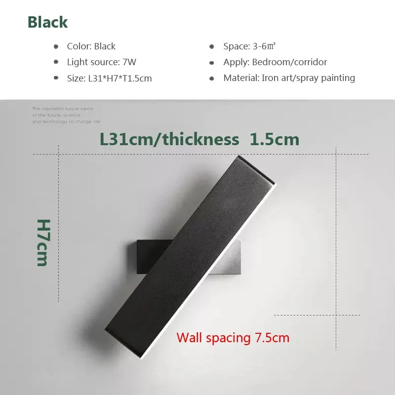 Modern LED Wall Lamp – Adjustable Aluminum Wall Lamp for Living Room, Bedroom, Dining Room and Home Decoration – Indoor Wall Lamp Up and Down