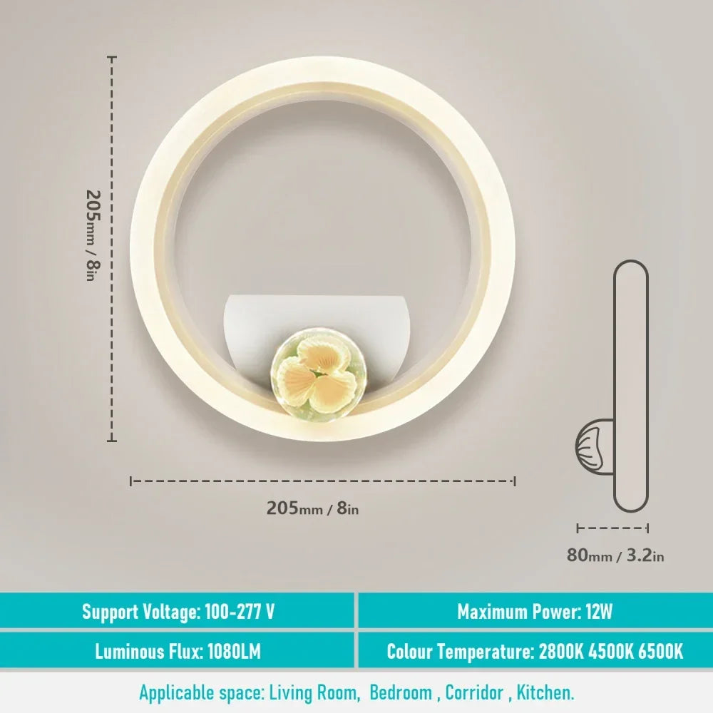 Modern LED Wall Lamp – Adjustable 3-Color Light Source for Bedroom, Living Room, Balcony, and Interior Decoration