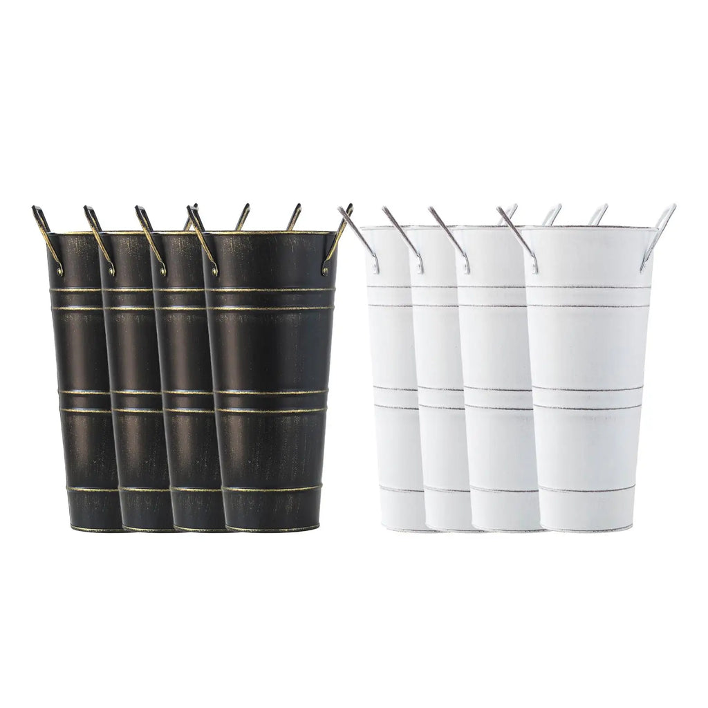 Retro Iron Flower Bucket with Handles – Decorative Metal Flower Pot for Home