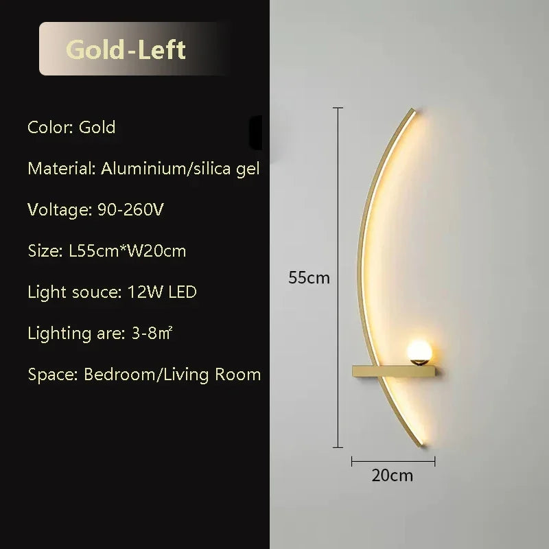 Modern LED Wall Lamp Black Gold - Elegant long stripe design for versatile lighting