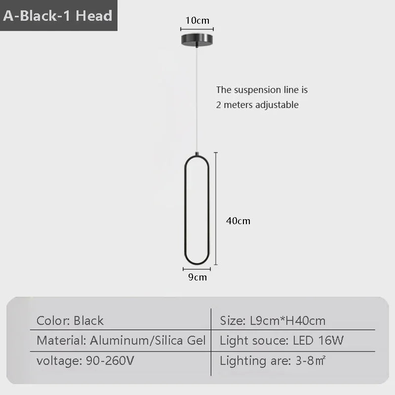 Modern LED pendant lamp – Black and gold pendant lamp for bedroom, living room, and dining room decor