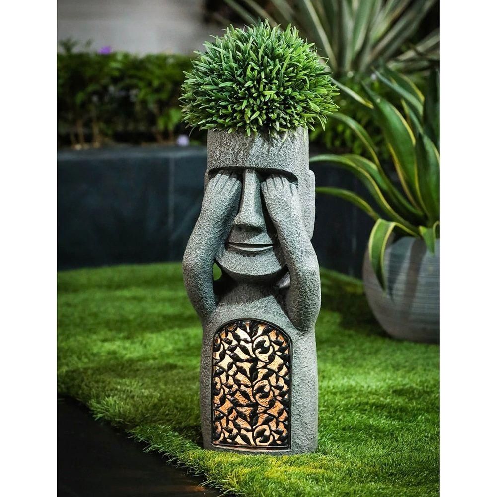Flower pot with face & LED – Decoration for garden and balcony lighting