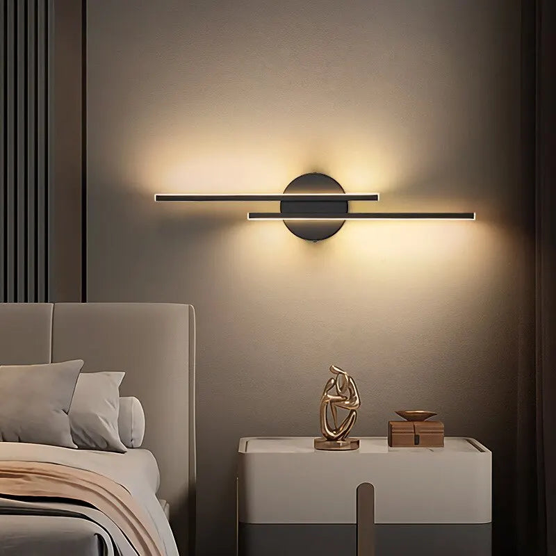Modern Dual-Line LED Wall Lamp – Dimmable Up & Down Wall Light for Bedroom, Office, Dining Room and TV Background Decoration