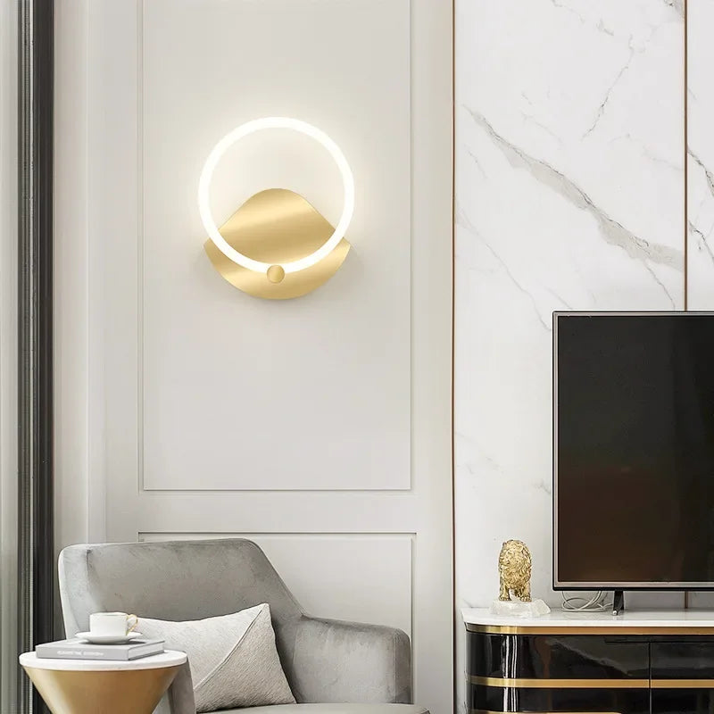 Modern Nordic LED wall lamp – elegant ring light decor for bedroom, living room, and hotel decor