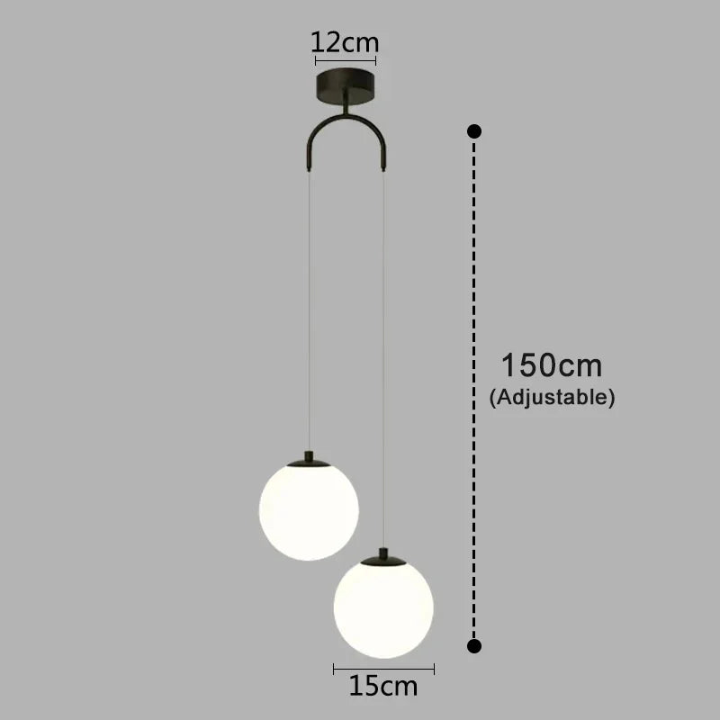 Modern Glass LED Pendant Light – Nordic Style Hanging Lamp for Living Room, Bedroom, Restaurant and Bar, 220V AC, Indoor Lighting Fixture