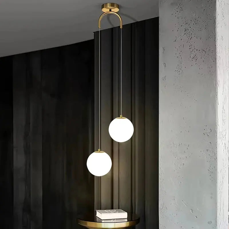 Modern Glass LED Pendant Light – Nordic Style Hanging Lamp for Living Room, Bedroom, Restaurant and Bar, 220V AC, Indoor Lighting Fixture