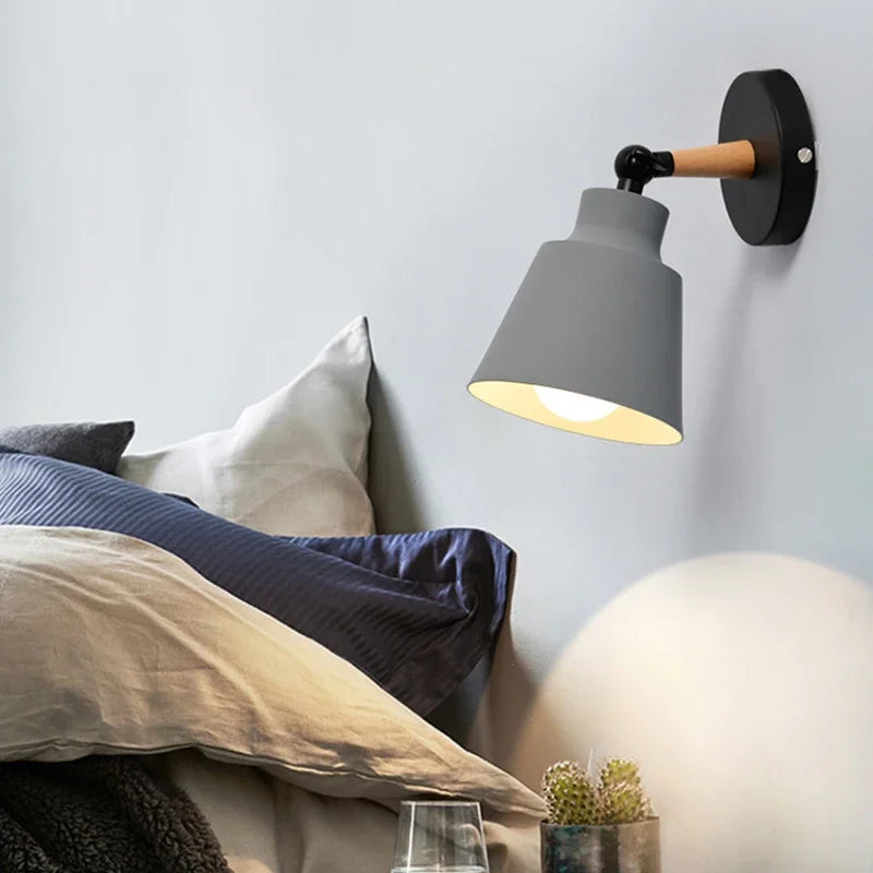 Nordic LED Wall Lamp – Minimalist Solid Wood Design for Bedroom, Living Room and Hall – Modern Decorative Lighting with E27 Socket