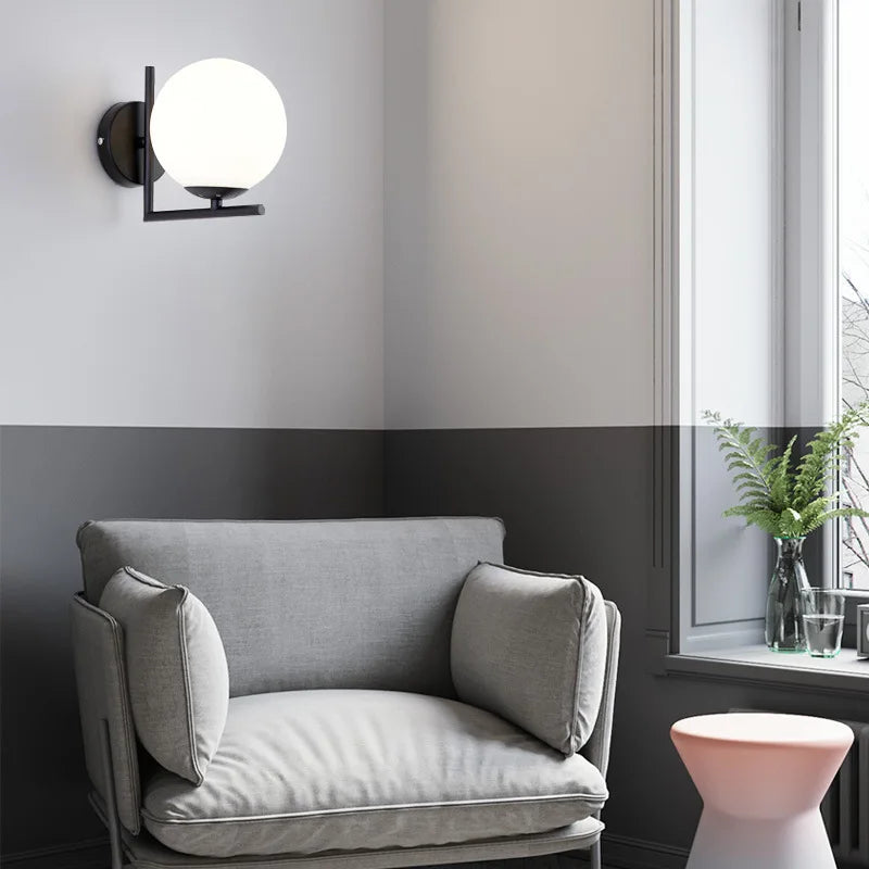Modern Minimalistic LED Wall Lamp – European Style Glass Wall Lamp for Living Room, Bedroom and Nightstand