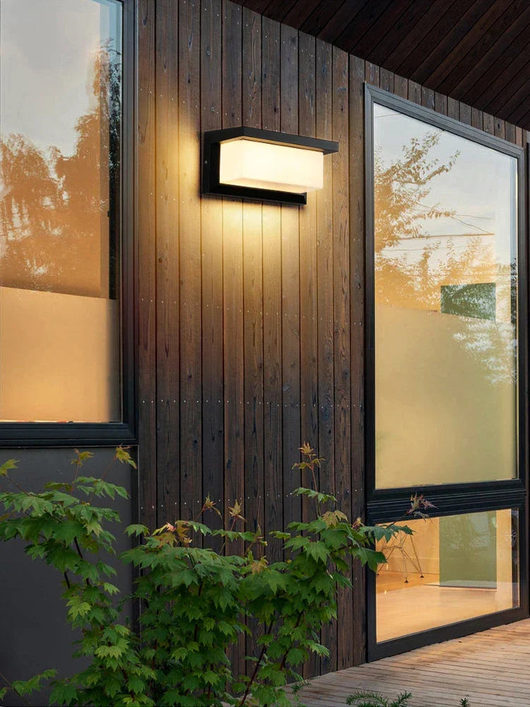 Modern LED outdoor wall lamp with motion sensor - Waterproof veranda light, outdoor lighting system