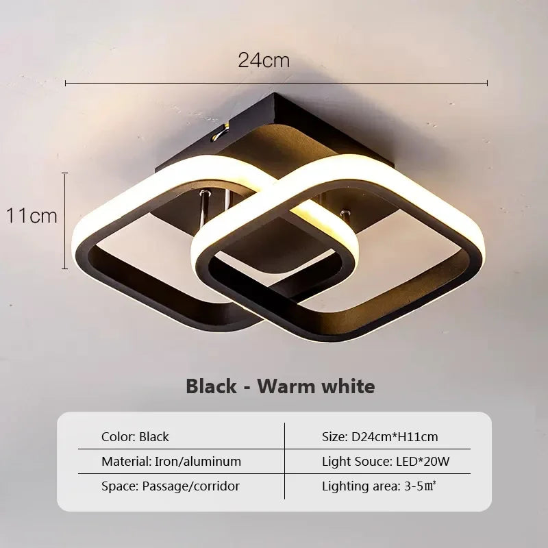 Modern LED ceiling lamp - Dimmable interior lighting for hallway, stairs, foyer, balcony, and bedroom