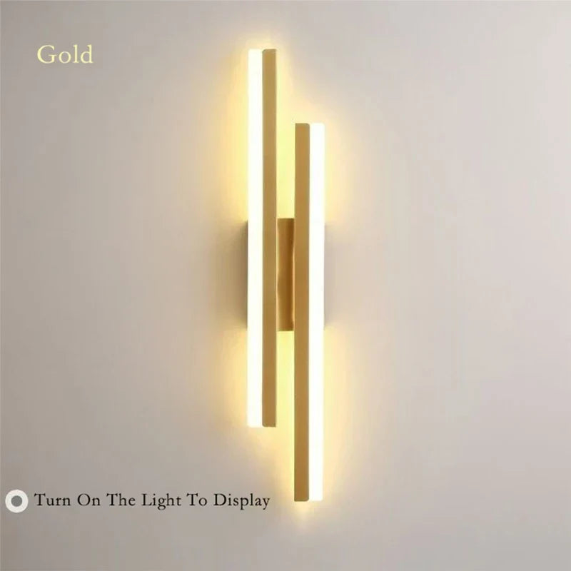Modern LED Wall Lamp – Black & Gold Acrylic Wall Lamp for Living Room, Bedroom and Interior Design