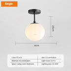 Modern Nordic LED Ceiling Lamp – Golden Iron and Glass Lamp for Hallway, Corridor, Closet, Balcony, and Bedroom