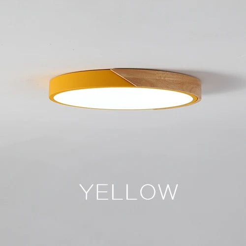 Modern LED ceiling lamp - Ultra-thin wooden lighting with remote control for living room, balcony, and home decor