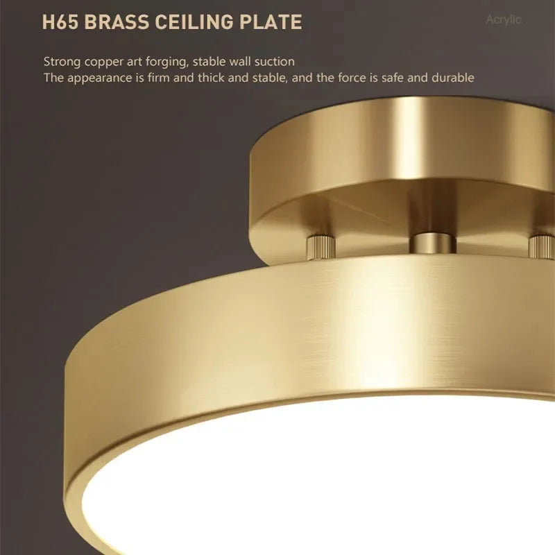 Modern LED Ceiling Light – Scandinavian Copper Design for Bedroom, Living Room, Dining Room, and Hallway