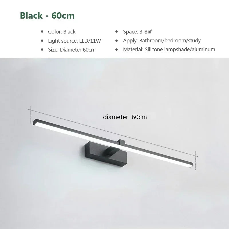 Modern LED Wall Spotlight - Three-Color Bathroom Mirror Lighting with Aluminum Surface for Mirror, Bathroom, and Home Decor