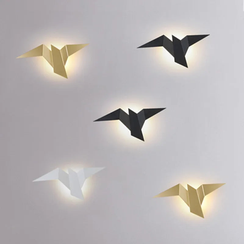 Nordic LED Bird Wall Lamp – modern wall lighting for bedroom, living room, stairs and nightstand – up & down lighting, iron shade, mains powered