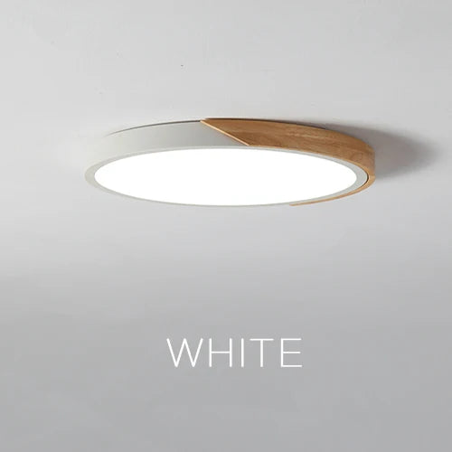Modern LED ceiling lamp - Ultra-thin wooden lighting with remote control for living room, balcony, and home decor