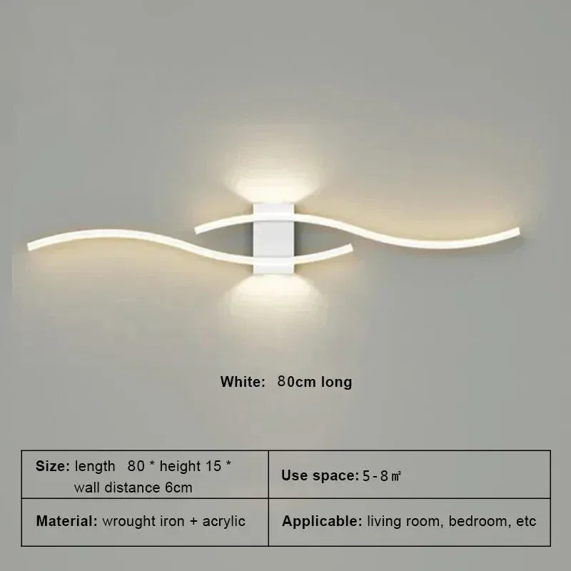 Modern minimalist LED strip wall lamp - dimmable wall lighting for living room, bedroom, restaurant, and bathroom