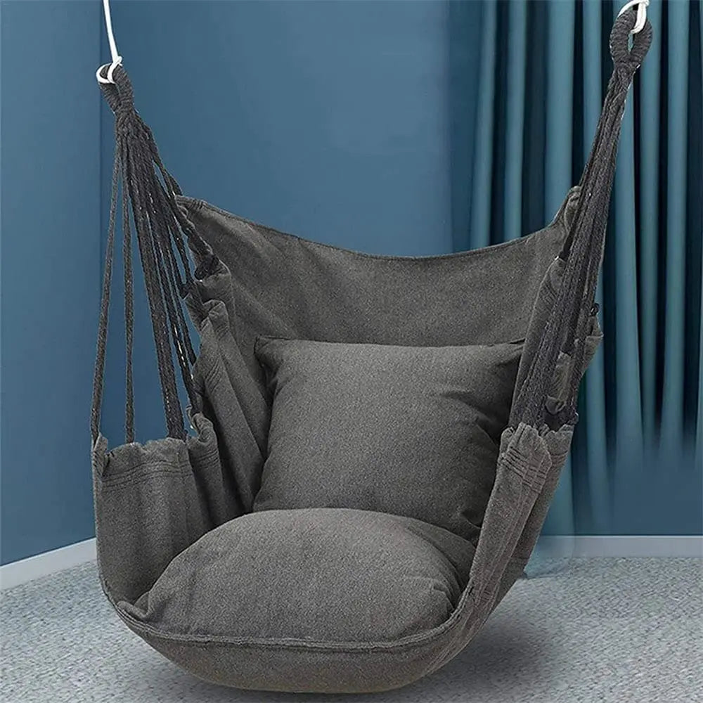 Hängelux Hanging Chair | 250 Kg Load Capacity | for Balcony, Garden & Living Room | Soft Cotton Mix – White/Grey/Black