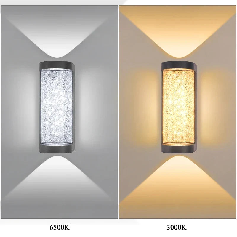 Modern waterproof LED outdoor wall lamp - Crystal wall lamp for garden, patio, and door lighting