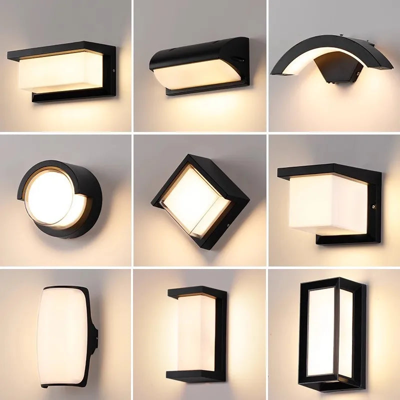 Modern LED outdoor wall lamp with motion sensor - Waterproof veranda light, outdoor lighting system