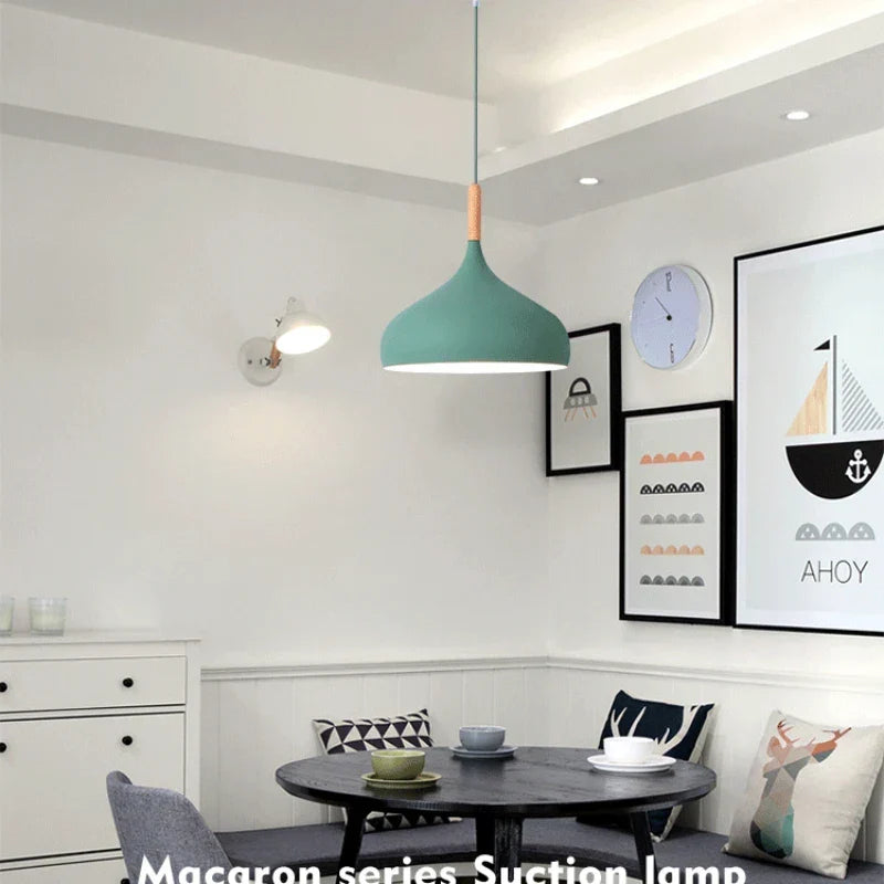 Modern Macaron Pendant Light – Colorful LED Chandelier for Bedroom, Restaurant, Office & Living Room – Adjustable Aluminum Hanging Lamp