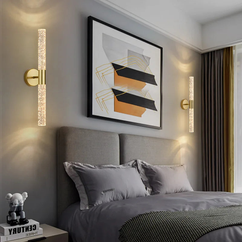Modern LED Crystal Wall Light – Slim Wall Mount Lighting Fixture for Bedroom, Living Room, Hallway, and Corridor