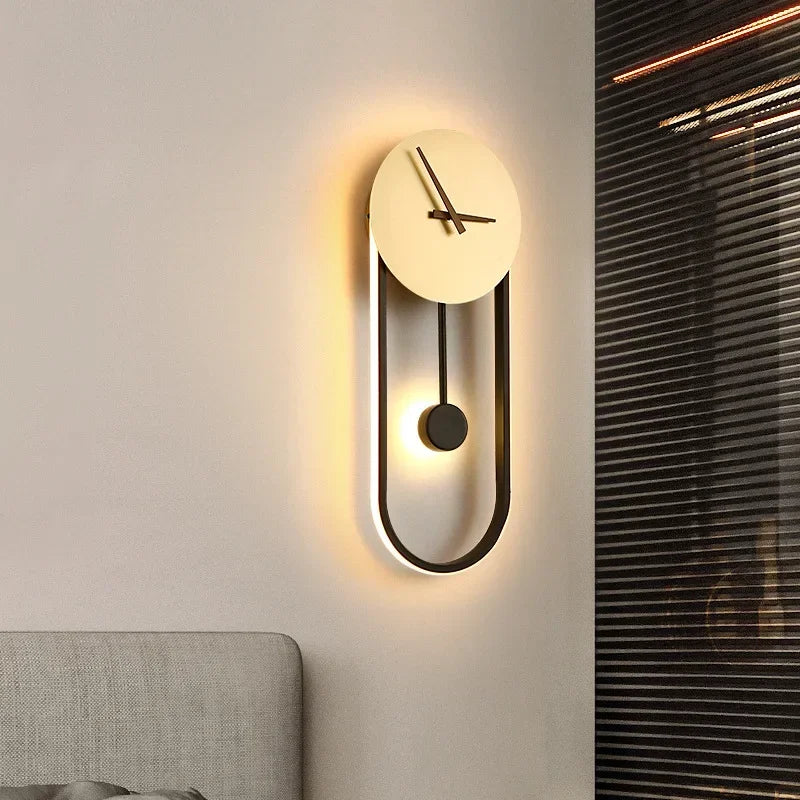 Modern LED Clock Wall Lamp – Stylish Wall-Mounted Lamp for Bedroom, Living Room and Home Decoration