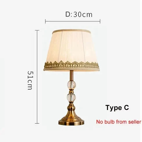 American imitation copper crystal nightstand lamp - modern European style desk lamp