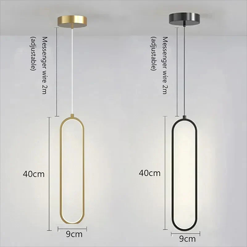 Modern LED Pendant Light - Black and gold hanging lamp for bedroom, living room, and dining room - Stylish indoor lighting