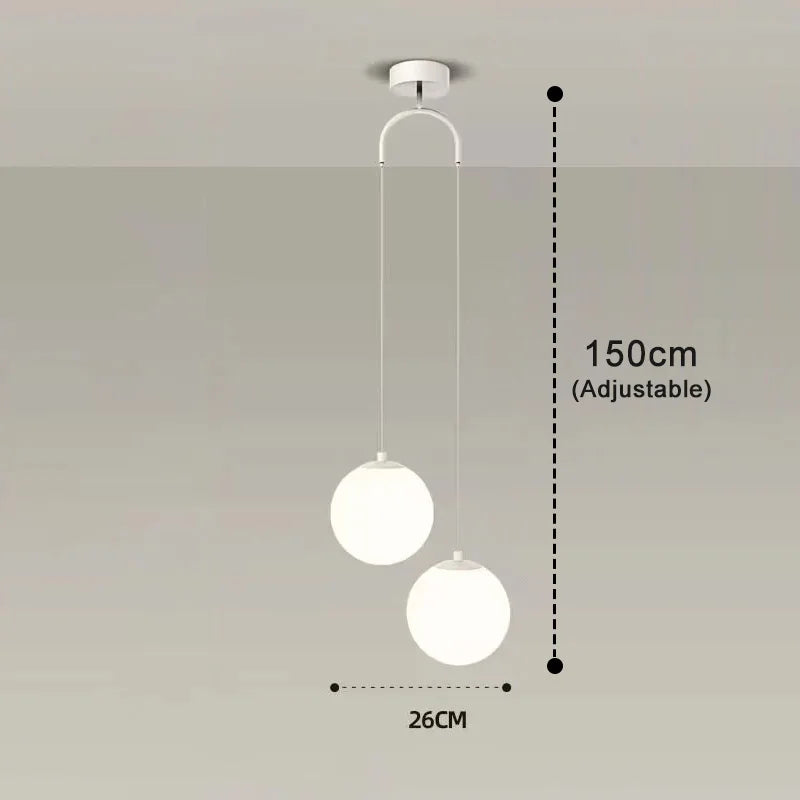 Modern Glass LED Pendant Light – Nordic Style Hanging Lamp for Living Room, Bedroom, Restaurant and Bar, 220V AC, Indoor Lighting Fixture