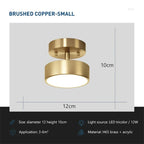 Modern LED ceiling lamp - Rotating copper lamp for living room, bedroom, hallway, and restaurant, soft lighting for home decoration