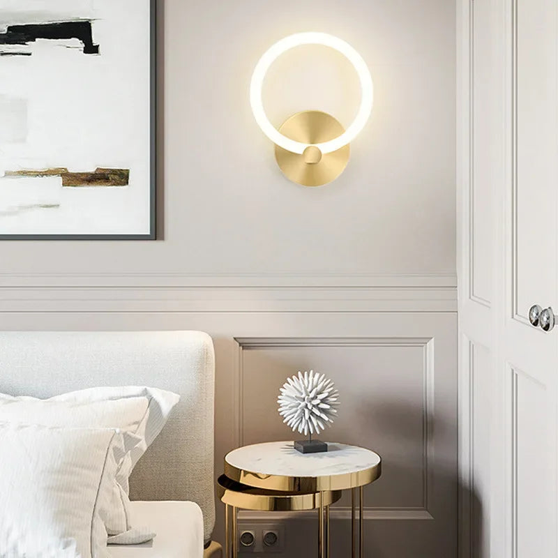 Modern Nordic LED wall lamp – elegant ring light decor for bedroom, living room, and hotel decor